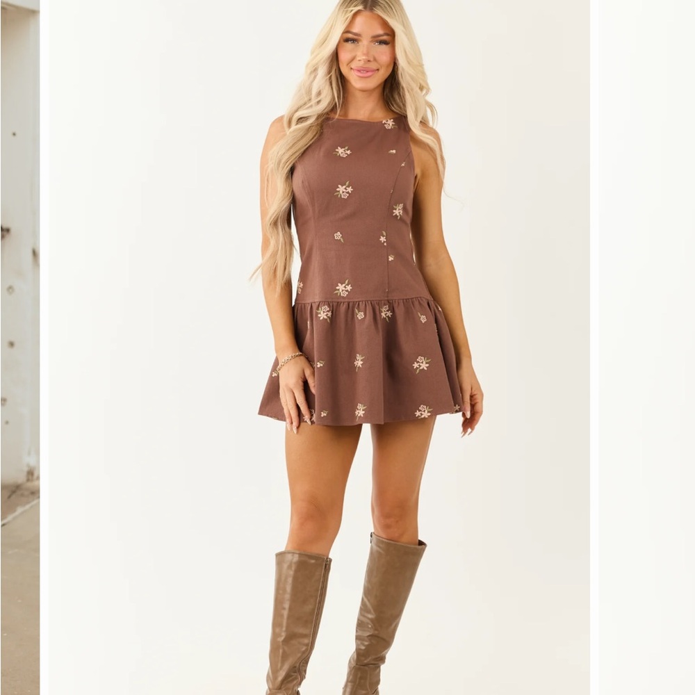 Le Lis Brown Floral Mini Dress
